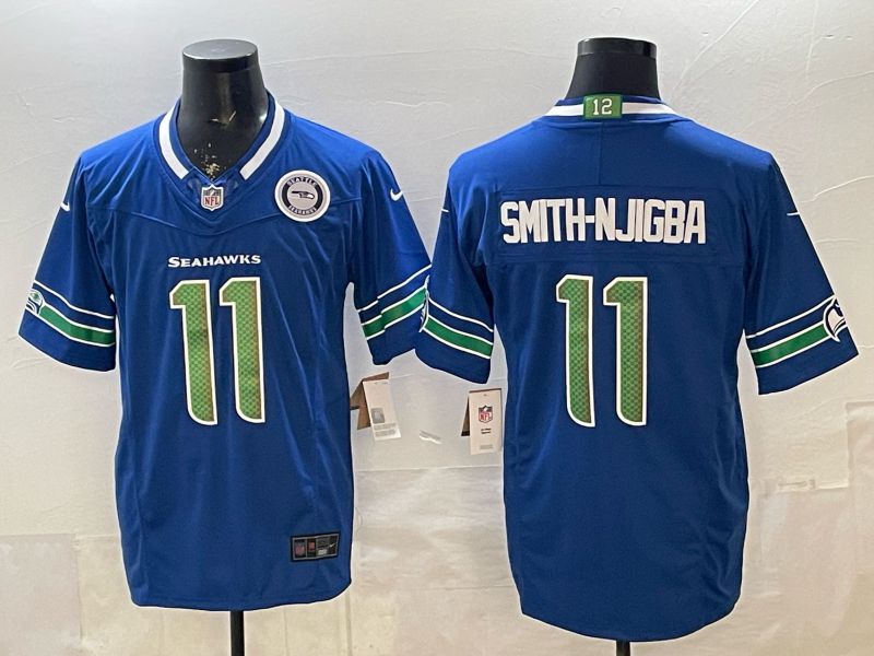 Men 2026 Seattle Seahawks #11 Smith-Hjigba Blue 6th generations Nike Limited NFL Jersey style 007